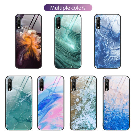 For Honor 9X Marble Pattern Glass Protective Phone Case(Ocean Waves) by buy2fix
