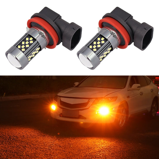 1 paire de feux antibrouillard LED continus H11 12V 7W pour voiture (lumière orange)