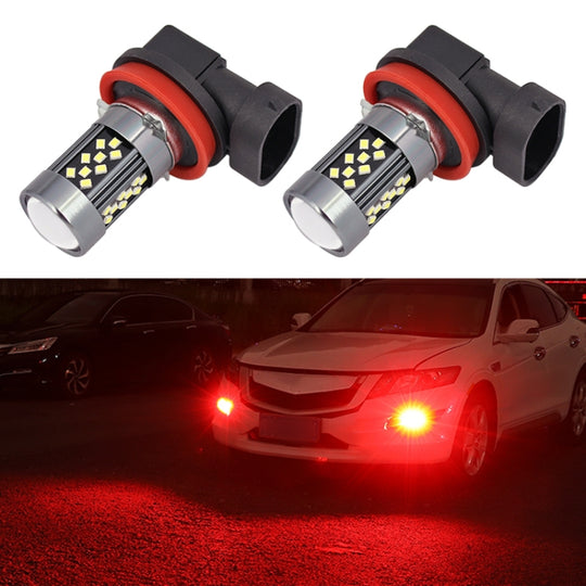 1 paire de phares antibrouillard LED stroboscopiques H11 12V 7W (lumière rouge)
