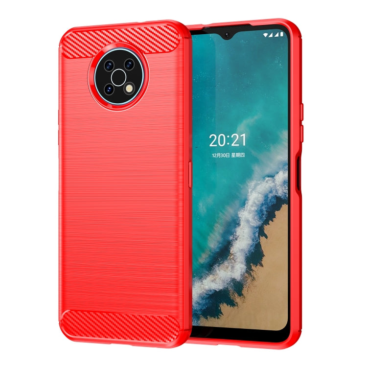 For Nokia G50 Brushed Texture Carbon Fiber TPU Phone Case(Red) - Nokia Cases by buy2fix | Online Shopping UK | buy2fix