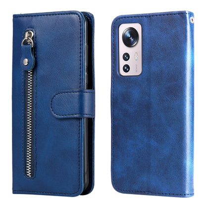 For Xiaomi 12X Fashion Calf Texture Zipper Horizontal Flip Leather Phone Case(Blue) - Xiaomi Cases by buy2fix | Online Shopping UK | buy2fix