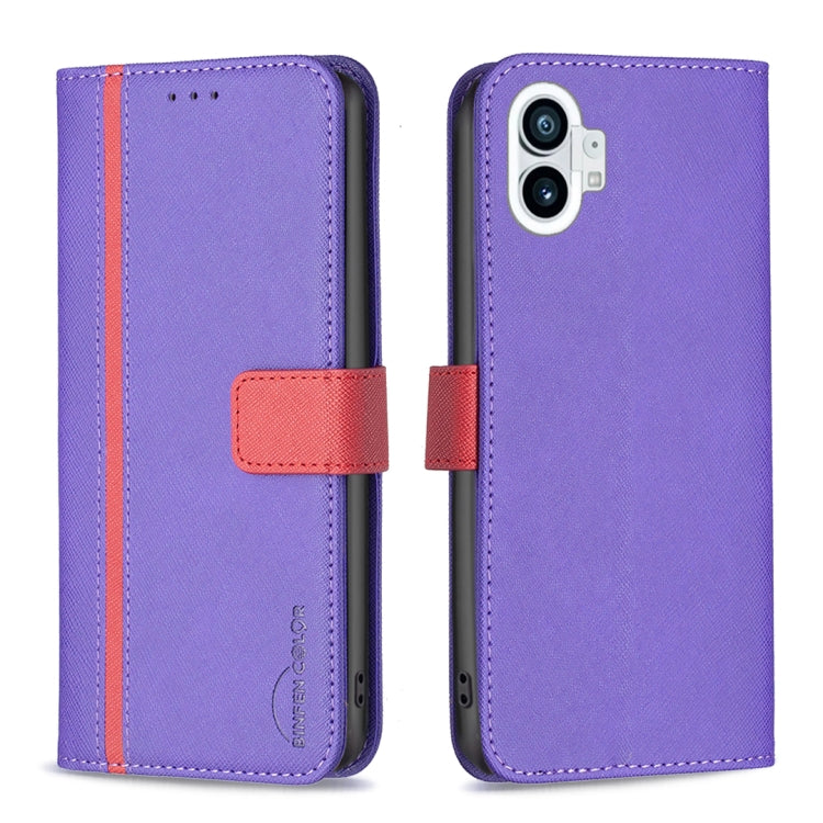 For Nothing Phone 1 BF13 Color Matching Cross Texture Leather Phone Case(Purple) by buy2fix