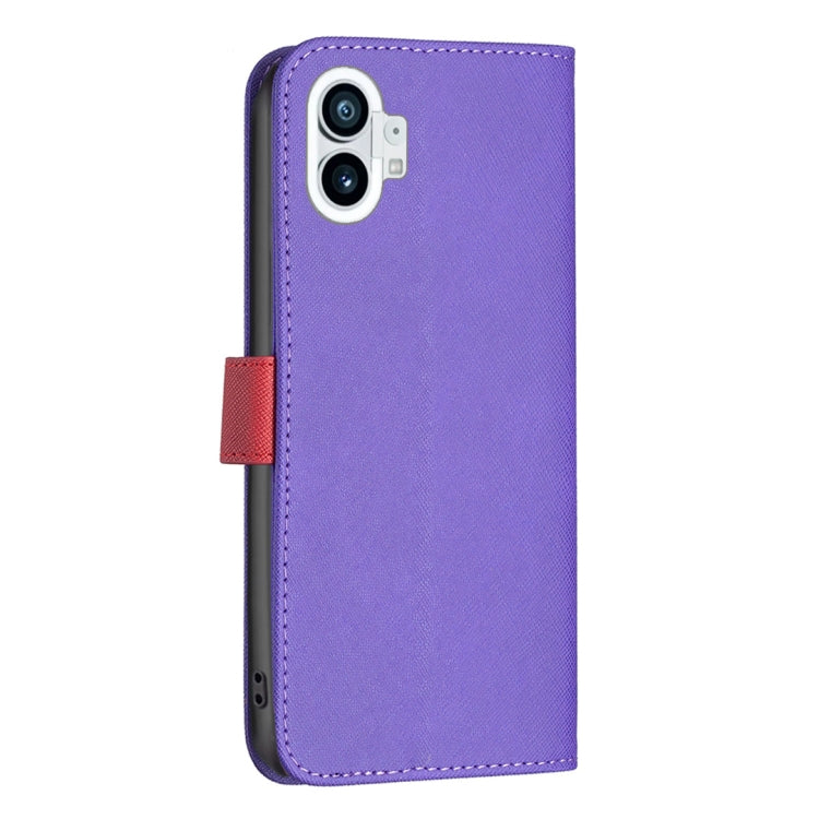For Nothing Phone 1 BF13 Color Matching Cross Texture Leather Phone Case(Purple) by buy2fix