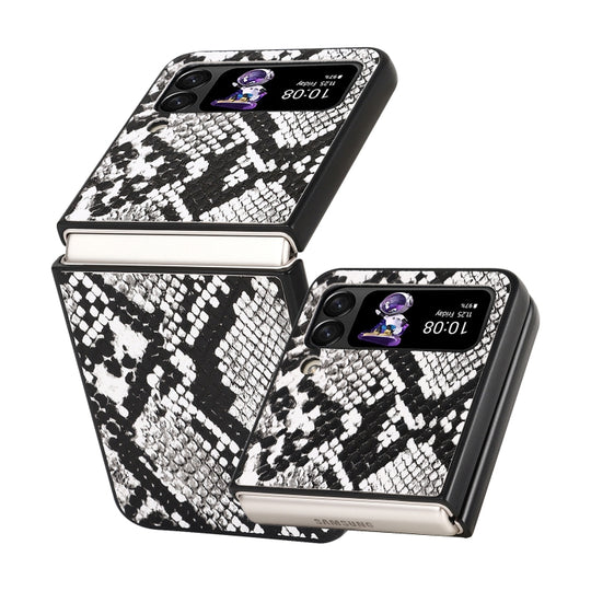 Pour Samsung Galaxy Z Flip4 Étui de protection antichoc en cuir (texture serpent)