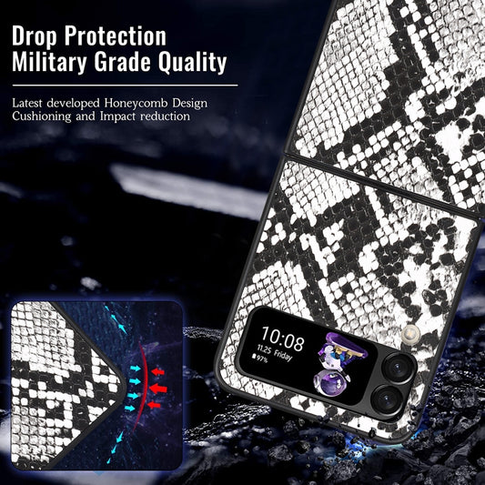 For Samsung Galaxy Z Flip4 Leather Shockproof Protective Phone Case(Snake Texture) by buy2fix