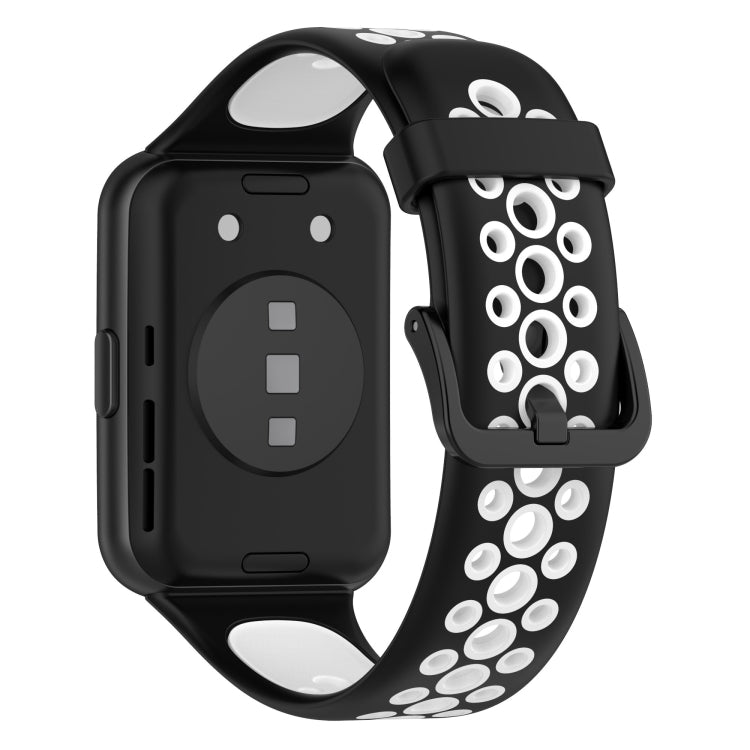 For Huawei Watch Fit 2 Two-Color Breathable Silicone Watch Band(Black+White) by buy2fix