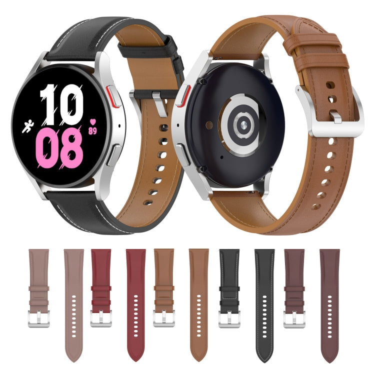 For Samsung Galaxy Watch 5 Pro 45mm Premium Leather Watch Band(Red) by buy2fix