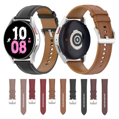 For Samsung Galaxy Watch 5 Pro 45mm Premium Leather Watch Band(Red) by buy2fix