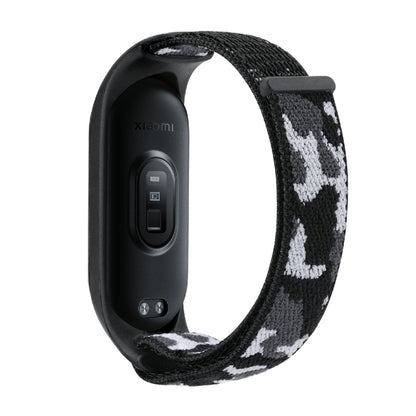 For Xiaomi Mi Band 5/6/7 Nylon Loop Integrated Camo Woven Strap(Black Camouflage) by buy2fix