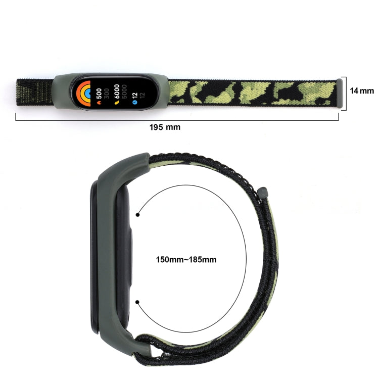 For Xiaomi Mi Band 5/6/7 Nylon Loop Integrated Camo Woven Strap(Black Camouflage) by buy2fix