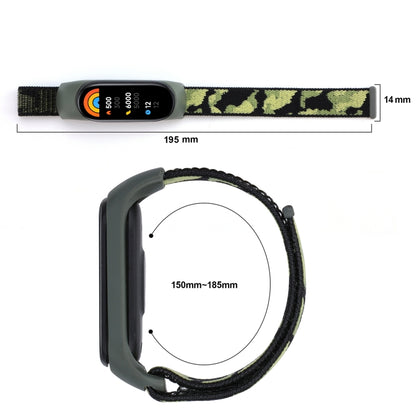 For Xiaomi Mi Band 5/6/7 Nylon Loop Integrated Camo Woven Strap(Black Camouflage) by buy2fix