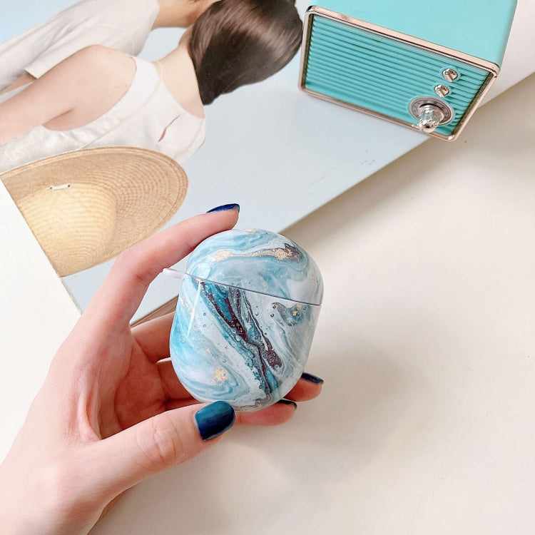 For Xiaomi Redmi Buds 4 Marble Texture PC Glossy Earphone Protective Case(Aqua Blue) - Xiaomi Earphone Case by buy2fix | Online Shopping UK | buy2fix