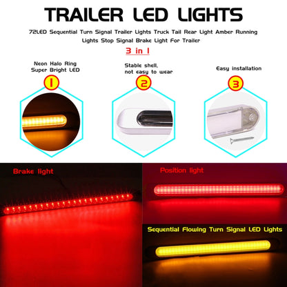 2 PCS 72LEDs Two-color Brake Turn Tail Light(Smoked Shell Red Light + Flowing Yellow Light) by buy2fix