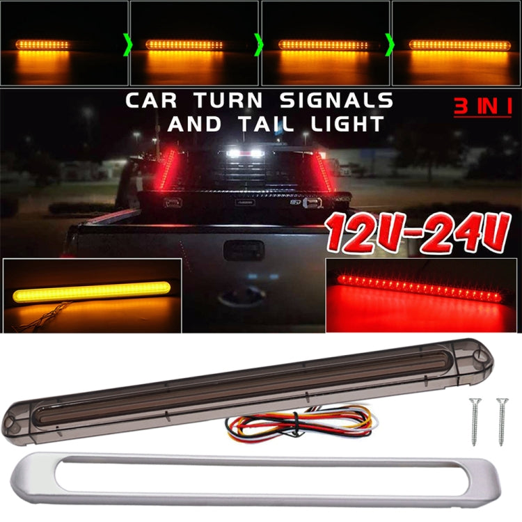 2 PCS 72LEDs Two-color Brake Turn Tail Light(Smoked Shell Red Light + Flowing Yellow Light) by buy2fix
