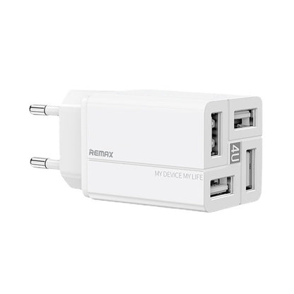 REMAX RP-U43 3.4A 4 USB Port Fast Charger, Specification:EU Plug(White) - Mobile Accessories by REMAX | Online Shopping UK | buy2fix