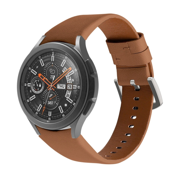 For Samsung Galaxy Watch5 Pro 45mm/5 44mm/5 40mm Genuine Leather Watch Band(Brown) - Smart Wear by buy2fix | Online Shopping UK | buy2fix