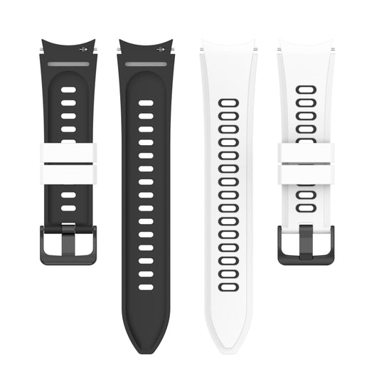 For Samsung Galaxy Watch5 Pro 45mm/5 44mm/5 40mm Two-color Silicone Strap Watch Band(White Black) by buy2fix