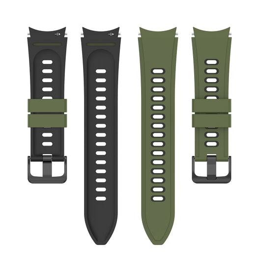 For Samsung Galaxy Watch5 Pro 45mm/5 44mm/5 40mm Two-color Silicone Strap Watch Band(Army Green Black) by buy2fix