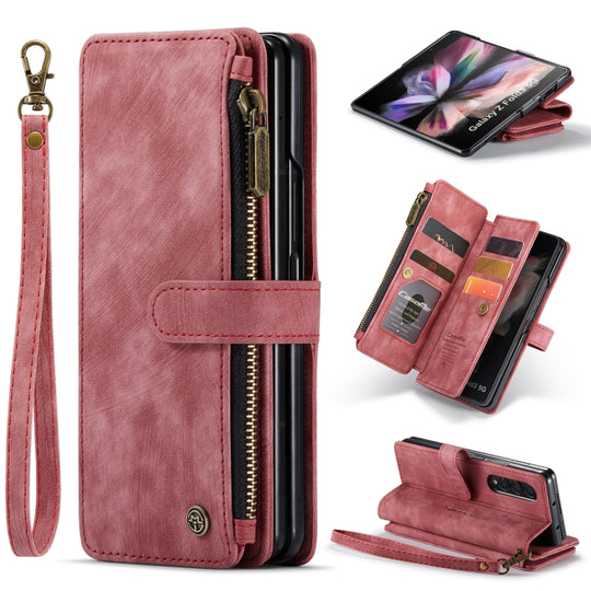 For Samsung Galaxy Z Fold4 5G CaseMe C30 Multifunctional Card Slots Zipper Phone Leather Phone Case(Red)