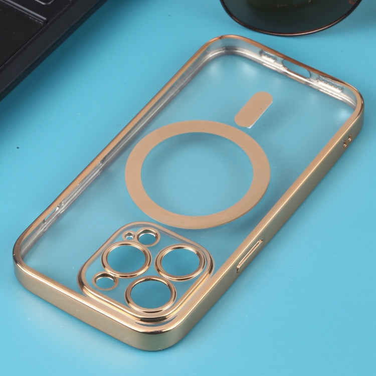 For iPhone 12 Pro Max MagSafe Electroplating Straight TPU Phone Case(Gold) - Apple Accessories by buy2fix | Online Shopping UK | buy2fix