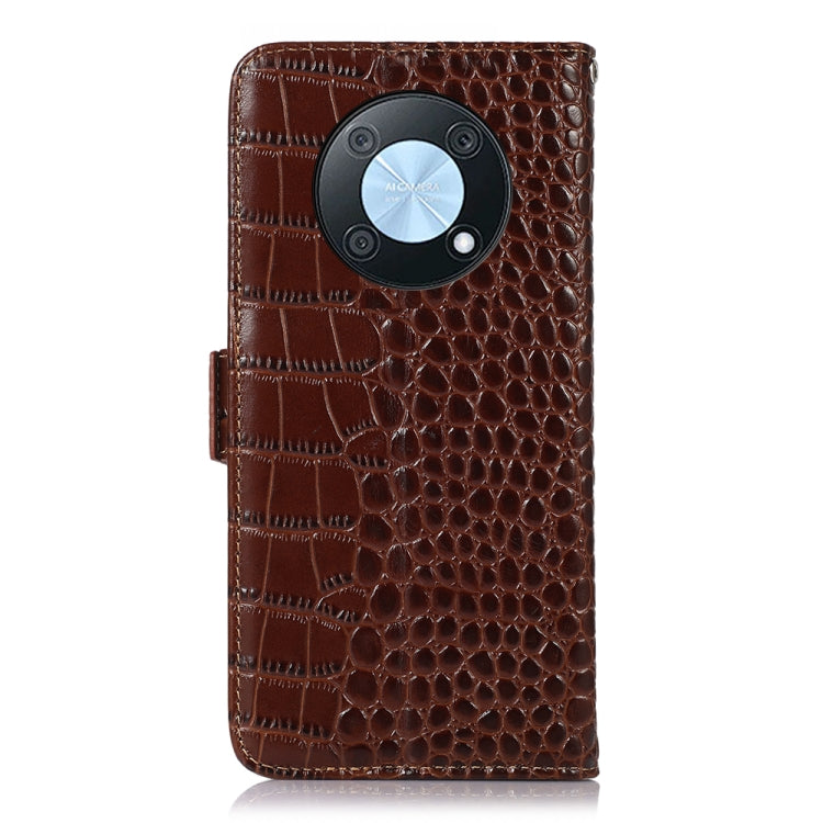 For Huawei Nova Y90/Enjoy 50 Pro Crocodile Top Layer Cowhide Leather Phone Case(Brown) - Huawei Cases by buy2fix | Online Shopping UK | buy2fix