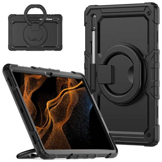 For Samsung Galaxy Tab S8 Ultra Bracelet Holder Silicone + PC Tablet Case(Black) - Galaxy Tab S8 Ultra Cases by buy2fix | Online Shopping UK | buy2fix