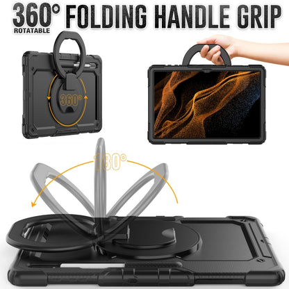 For Samsung Galaxy Tab S8 Ultra Bracelet Holder Silicone + PC Tablet Case(Black) - Galaxy Tab S8 Ultra Cases by buy2fix | Online Shopping UK | buy2fix