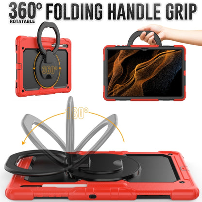 For Samsung Galaxy Tab S8 Ultra Bracelet Holder Silicone + PC Tablet Case(Red) - Galaxy Tab S8 Ultra Cases by buy2fix | Online Shopping UK | buy2fix