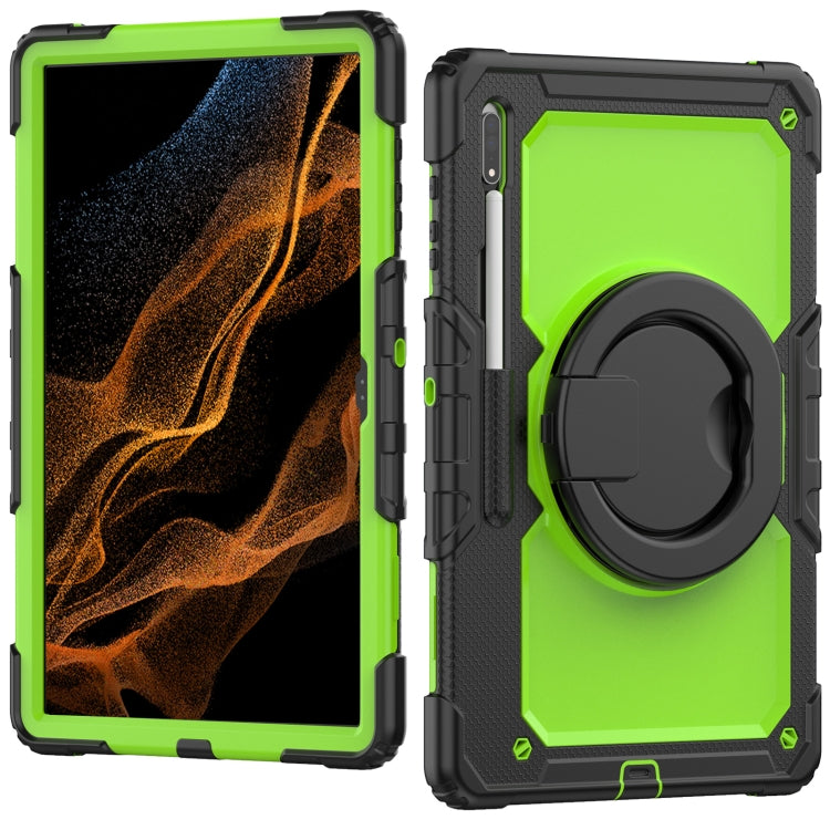 For Samsung Galaxy Tab S8 Ultra Bracelet Holder Silicone + PC Tablet Case(Yellow Green) - Galaxy Tab S8 Ultra Cases by buy2fix | Online Shopping UK | buy2fix