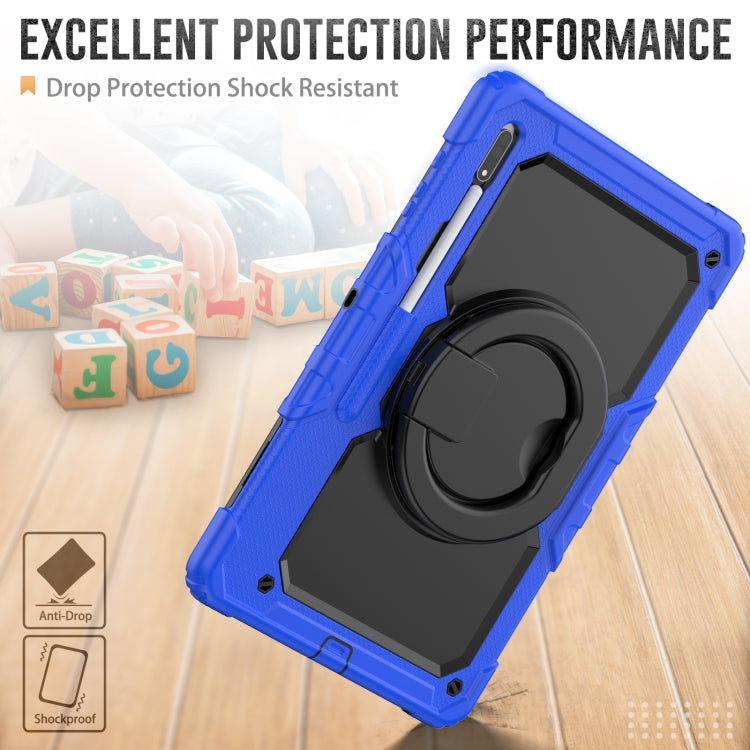For Samsung Galaxy Tab S8 Ultra Bracelet Holder Silicone + PC Tablet Case(Blue) - Galaxy Tab S8 Ultra Cases by buy2fix | Online Shopping UK | buy2fix