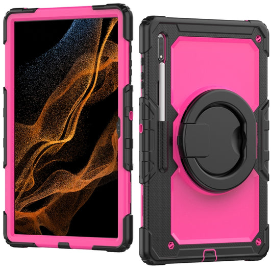 For Samsung Galaxy Tab S8 Ultra Bracelet Holder Silicone + PC Tablet Case(Rose Red) by buy2fix