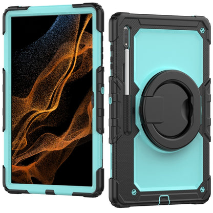 For Samsung Galaxy Tab S8 Ultra Bracelet Holder Silicone + PC Tablet Case(Light Blue) - Galaxy Tab S8 Ultra Cases by buy2fix | Online Shopping UK | buy2fix