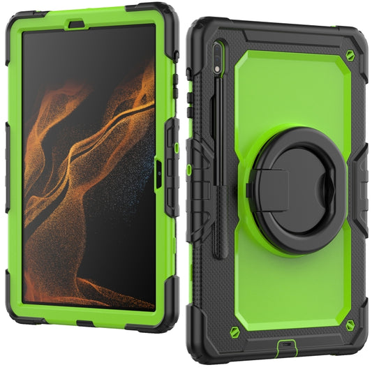 For Samsung Galaxy Tab S8+ / S7+ Bracelet Holder Silicone + PC Tablet Case(Yellow Green) by buy2fix