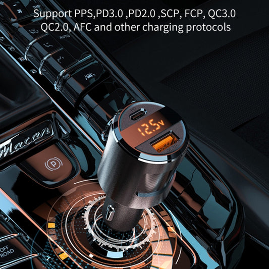 SC01 65W QC3.0 + PD Dual Ports Car Charger with Voltage Display(Black) by buy2fix