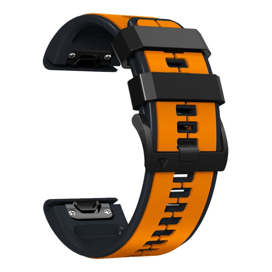 For Garmin Fenix 7X Vertical Stripes Two-color Silicone Watch Band(Orange Black) by buy2fix