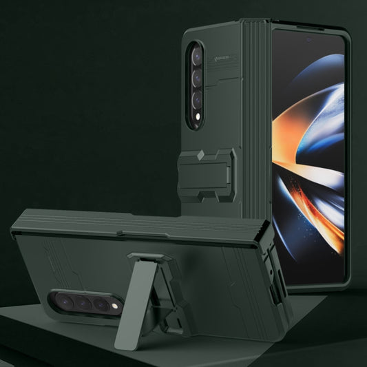 For Samsung Galaxy Z Fold4 King Kong All-round Anti-fall Phone Case with Holder(Green) by buy2fix