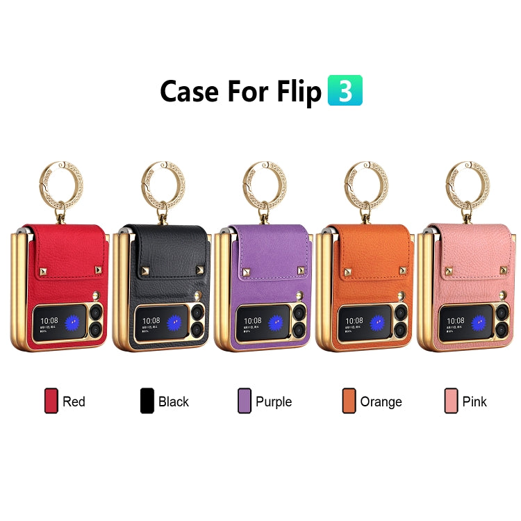 For Samsung Galaxy Z Flip3 5G GKK Colorful PU Phone Case with Ring Holder(Orange) - Galaxy Phone Cases by GKK | Online Shopping UK | buy2fix