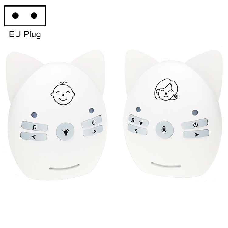 V30 Wireless Audio Baby Monitor Support Voice Monitoring + Intercom + Night Light without Battery, Plug Type:EU Plug(White) - Security by buy2fix | Online Shopping UK | buy2fix