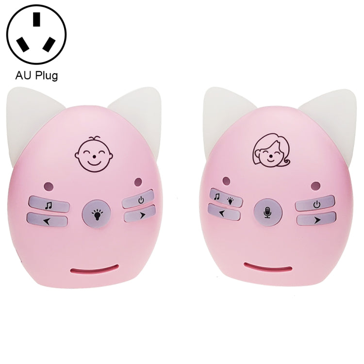 V30 Wireless Audio Baby Monitor Support Voice Monitoring + Intercom + Night Light without Battery, Plug Type:AU Plug(Pink) - Security by buy2fix | Online Shopping UK | buy2fix