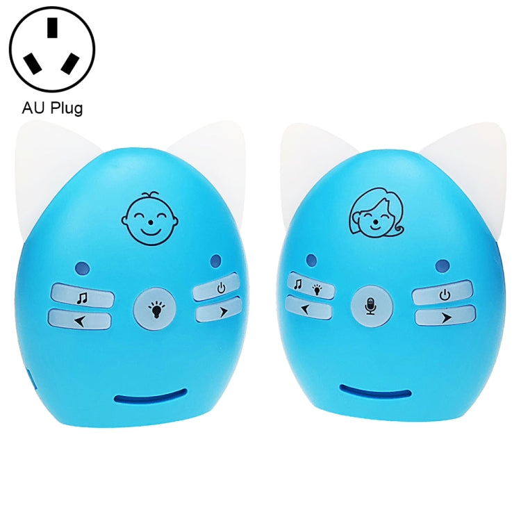 V30 Wireless Audio Baby Monitor Support Voice Monitoring + Intercom + Night Light without Battery, Plug Type:AU Plug(Blue) - Security by buy2fix | Online Shopping UK | buy2fix