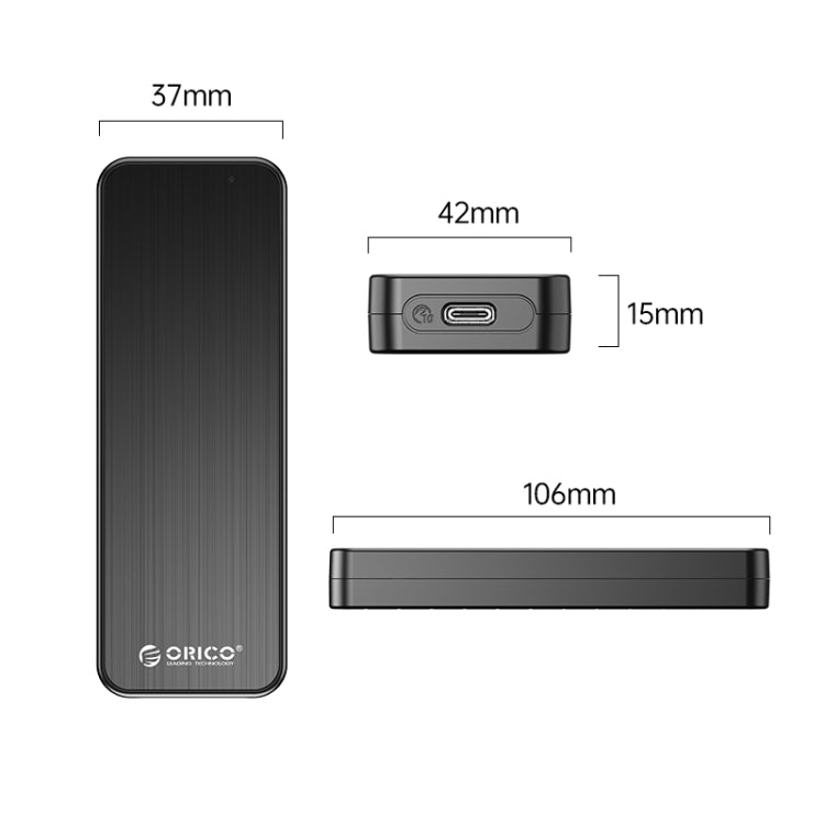 ORICO HM2C3-BK USB3.1 Gen1 Type-C 6Gbps M.2 SATA SSD Enclosure(Black) - External Hard Drives by ORICO | Online Shopping UK | buy2fix