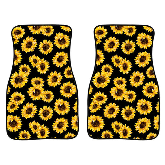 2 in 1 Universal Printing Auto Car Floor Mats Set, Style:Black-Yellow Flowers - In Car by buy2fix | Online Shopping UK | buy2fix