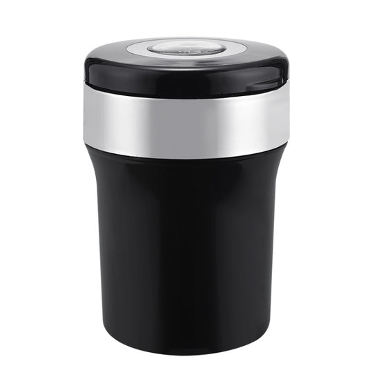 Car Compass Ashtray Built-in LED(Black+Silver) by buy2fix