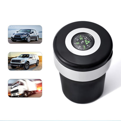 Car Compass Ashtray Built-in LED(Black+Silver) - In Car by buy2fix | Online Shopping UK | buy2fix
