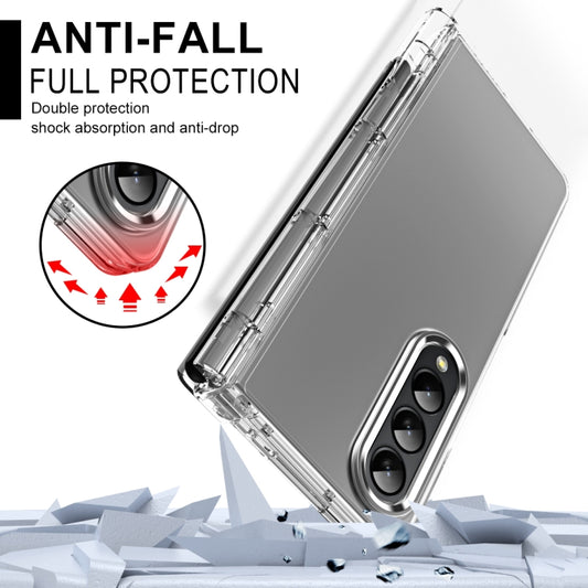 For Samsung Galaxy Z Fold4 Skin Feel Two-color Contact Lens Hinge Flip Phone Case with Pen Slot(Transparent) by buy2fix