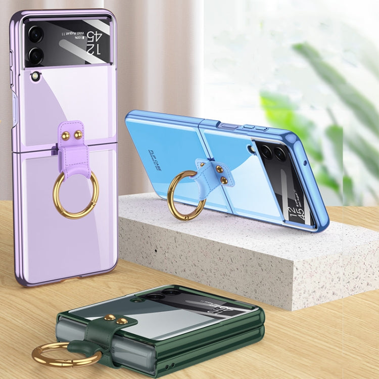 For Samsung Galaxy Z Flip4 GKK Integrated Electroplating Phone Case with Ring(Purple) - Galaxy Z Flip4 5G Cases by GKK | Online Shopping UK | buy2fix