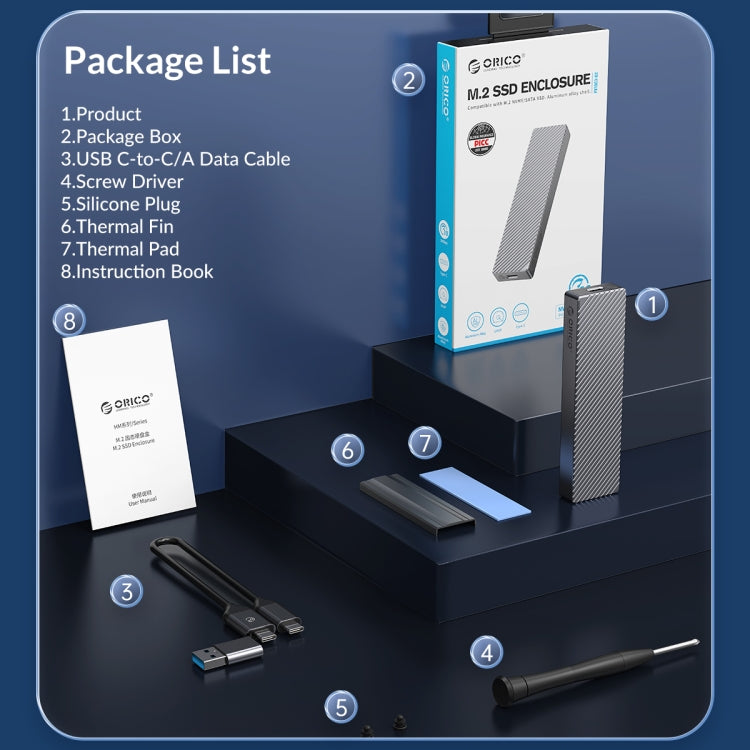 ORICO M212C3-G2-GY 10Gbps M.2 NVMe SSD Enclosure(Grey) - HDD Enclosure by ORICO | Online Shopping UK | buy2fix