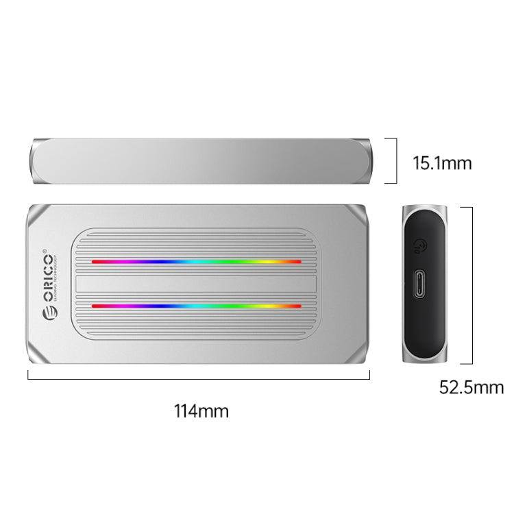 ORICO M2R1-G2-SV 10Gbps M.2 NVMe RGB SSD Enclosure(Silver) - HDD Enclosure by ORICO | Online Shopping UK | buy2fix