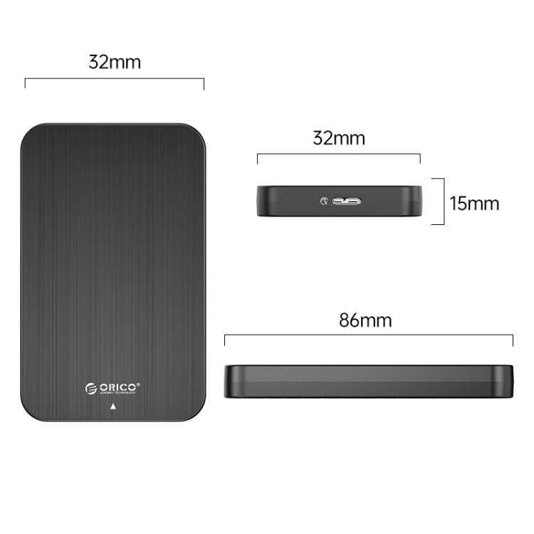 ORICO HM25U3 2.5 inch USB3.0 Micro-B Hard Drive Enclosure, Plug:AU Plug(Black) - HDD Enclosure by ORICO | Online Shopping UK | buy2fix