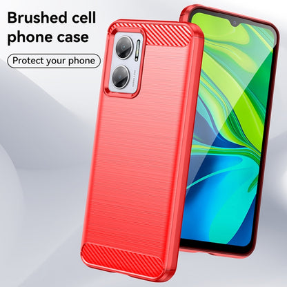 For Xiaomi Redmi 10 Prime+ 5G Brushed Texture Carbon Fiber TPU Case(Red) - Xiaomi Accessories by buy2fix | Online Shopping UK | buy2fix